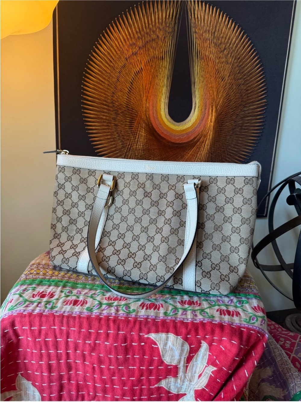 Gucci GG Supreme Monogram Abbey Canvas Tote Vintage Like New!